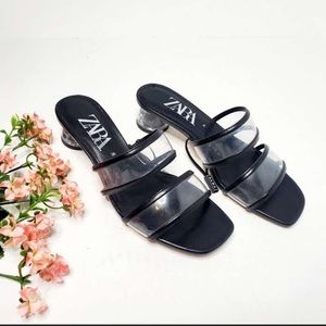 NWOT Zara Vinyl Heeled sandals